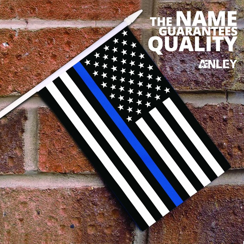 Anley Thin Blue Line USA Mini Flag 12 Pack -