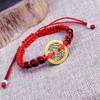 COLORFUL BLING Red String Bracelet with Lucky Copper Coins Chinese