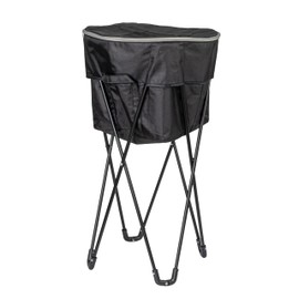 Household Essentials Thermal Standing Cooler with Travel Bag, Heavy-Duty Polyester, Black Powder Coated Steel Legs, Leak-Resistant PE Liner, Zippered Lid and Quick Access Top, Foldable, Black