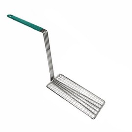 A-to-Z Supply SLFBP010 Fry Basket Press, 4-3/4" x 10-3/4", fits Fry Baskets SLFB004 & SLFB005, Flat mesh Panel, Green Handle, Nickel Plated