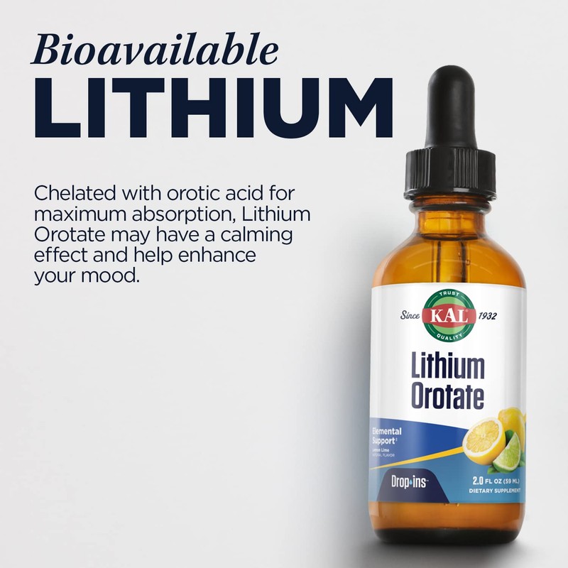 KAL Lithium Orotate Dropins, Chelated | Mood & Relaxation Support