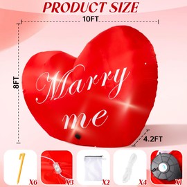 QwayHome 10FT Valentine Inflatables Outdoor Decorations Marry Me Heart Inflatable with Lights for Valentine's Day Gift Engagement Wedding Anniversary Romantic Party Garden Yard Decor