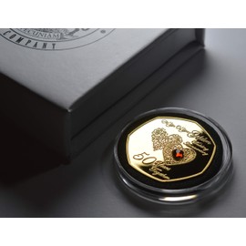The Commemorative Coin Company 50th GOLDEN WEDDING ANNIVERSARY 24ct Gold Commemorative with Gemstone. Gift/Present 50 Fifty Years Together. Capsule & Gift Box