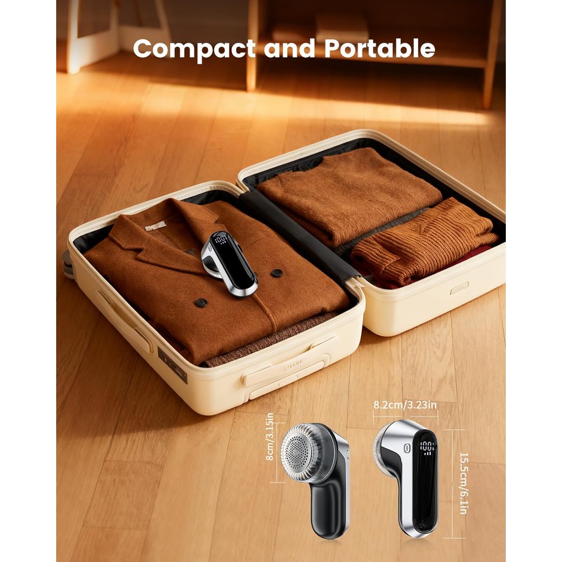 coldSky Fabric Shaver, Rechargeable Lint Shaver with Digital Display, Portable