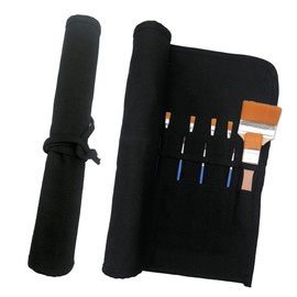 Funny live Paint Brush Holder Art Supplies, Artist Brush Holder & Storage Organizer Roll-Up Case Bag, Protect Acrylic Oil Watercolor Paintbrushes (Black 22 Slot Pockets)