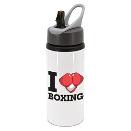 I love boxing, heart with boxing gloves, boxing water bottle, drinks cups, drinks bottles, boxing accessories, water, hydrate