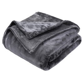 GonZalo GraCia. Fleece Blanket Reversible Dark Grey Throw For Sofa 130x150cm Faux Fur Bed Blanket 400 GSM Winter Warm (Dark Grey, Single 130x150 cm)