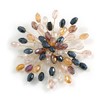 Oversized Layered Multicoloured Faceted Glass Bead Gold Wire Brooch/Handmade/75mm Diameter