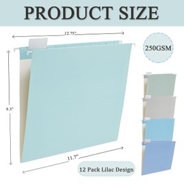 Beramon 10 Pack Hanging File Folders Letter Size with 1/5 Cut Adjustable Tabs File Folder for Filing Cabinet Reinforced Hanging Folders Design for Home School Office and Medical Charts, Blue Design