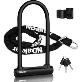 NDakter Motorcycle Locks Anti Theft, Heavy Duty Bike U Lock with 4FT Chain and Bracket,15mm Shackle Electric Bicycle Lock for Scooter, 3 Keys Motorcycle Wheel Lock for Ebike, Moped, Tricycle