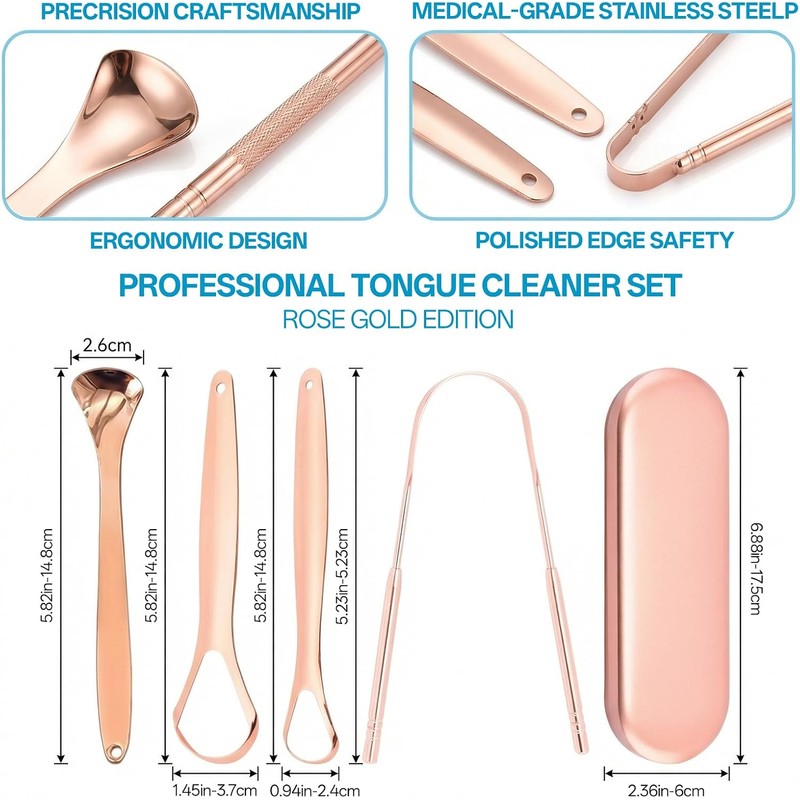 Raspador de lengua de acero inoxidable ZJSXYF – Set 4