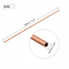 sourcing map Copper Round Tube 6.5mm OD 1mm Wall Thickness 300mm Length Pipe Tubing