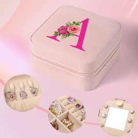 Parima Christmas Gifts for Women Girls - Travel Jewelry Case for Girls Jewelry Box | Teen Girl Gifts for Teenage Girls Ideas | Birthday Gifts Christmas Gifts for Girls Friends - Letter B, Pink