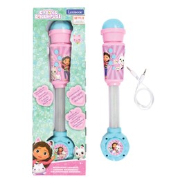 Lexibook MIC90GDH Gabby's Dollhouse, Pandy Paws, Gabby Cats, Gabby's, Luminous Microphone for Kids, Musical Toy, Built-in Speaker, Light Effects, Aux-in Socket, Blue/Pink