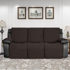 Easy-Going Waterproof Recliner Sofa Cover, 1-Piece Reversible Couch Cover for 3 Seat Recliner, Washable Protector with Elastic Straps for Kids, Pets (Chocolate/Beige) Large