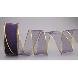 Finemark Chiffon Ribbon Chiffon Ribbon Organza with Gold Edge (or Silver Edge) Shiny Transparent Gift Ribbon Wire Edge Ribbon Ribbon Elegant Festive Decoration Christmas Premium Ribbon