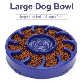 JASGOOD Slow Dog Bowl for Large Dogs,Anti-Gulping Dog Slow Feeder Stop Bloat,Slow Eating Big Pet Bowl (F-Dark Blue)