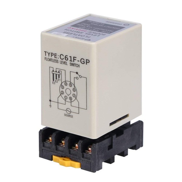 Floatless Level Switch, C61F-GP AC220V 50/60HZ Liquid Level Controller with Base for Water Industry