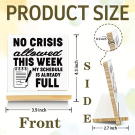 Funny Boss Gifts for Women, Social Worker Appreciation Gifts, Social Worker Office Decor, No Crisis Allowed This Week Sign, Decorations for Work, Wood Plaque With A Support Frame, Cell Phone Stand