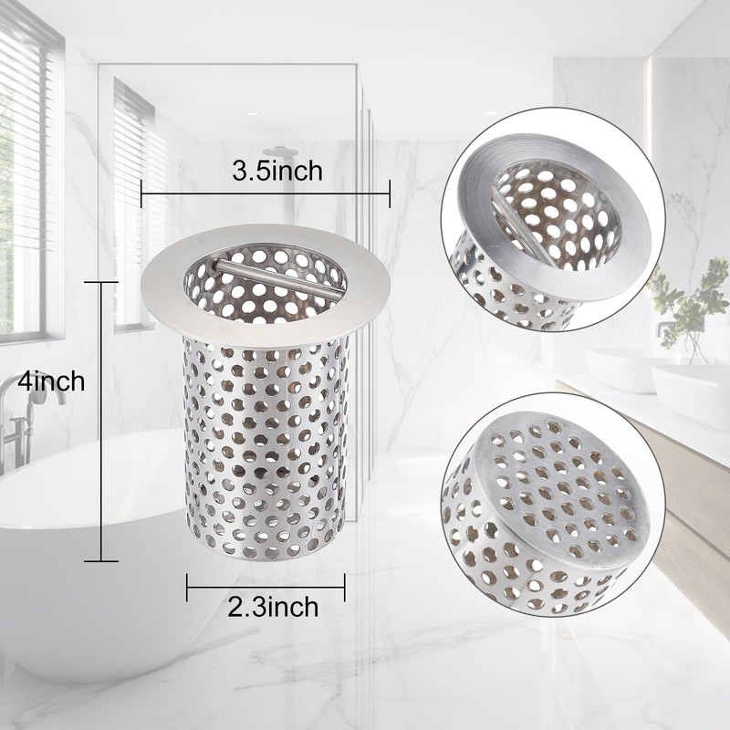 3" Commercial Floor Drain Strainer, 4'' High, Thick Perforated 316