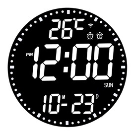 HZDHCLH Digital Wall Clock 12 Inch LED Alarm Clock Colorful Date Week Temperature Timer Control Via Mobile App Via WLAN Connection For Home School Office