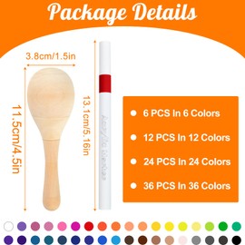 NEBURORA 24Pcs DIY Mini Unfinished Wooden Maracas with 24Pcs Multicolor Pens Fiesta Mexican Maracas Favors Cinco De Mayo Party Supplies Decorations