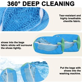 Shoe Wash Bag, Washing Machine, 360° Cleaning, Shock-Absorbing and Noise-Reducing, Multi Protection Shoe Bag, Washing Machine, Reusable Trainers, for All Shoe Types Sizes (Blue-2)