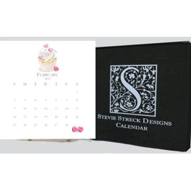 Desk Calendar with easel 2025 - Small Desktop Calendar - 6.125 x 6.125 Card stock - At A Glance - Office Calendar - Hand Glittered - By Stevie Streck Designs