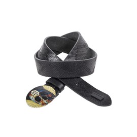 Cipo & Baxx CG202 Men's Leather Belt Reptile Pattern Skull Oval Clasp Rocky Belt, black