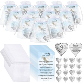 Inbagi 100 Sets Memorial Angel Sign Coins Set Funeral Pocket Token Lucky Pocket Angel Coins Heart Hug Token Poem Cards Organza Gift Bags Celebration of Life Favors Angel Charms Presents for Family