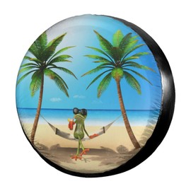 Foruidea Summer Green Frog Spare Tire Cover Dust-Proof Wheel Tire Cover Fit Trailer, RV, SUV and Many Vehicle 17 Inch