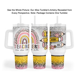 Fancyfams 40 oz Stainless Steel Teacher Tumbler with Tote Bag, Teacher Gifts for Women - Teacher Appreciation Gifts from Students - Gifts for Teachers on Birthday, (Teachers Set- 40oz)