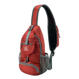 WATERFLY Packable Small Crossbody Sling Backpack Shoulder Chest Bag Daypack for Hiking Traveling - Red