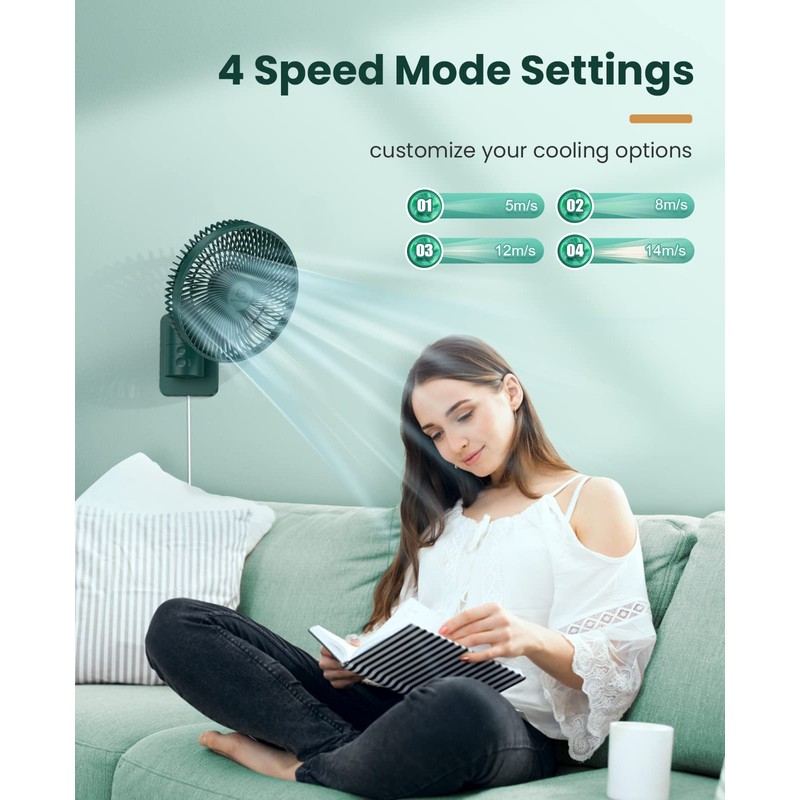 LEMOISTAR 8 Inch Small Wall Mounted Fan with Remote Control,