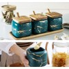 VollfitYYu Ceramic Spice Jar, Marble Look, Salt Jar, 360 ml,