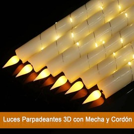 Velas de Pilas sin Llama, Velas decorativas con Cuerda Starlight, Remote Control con Temporizadores, llama Simulada, Navidad, Halloween Decoración Hog