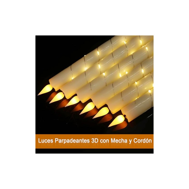 Velas de Pilas sin Llama, Velas decorativas con Cuerda Starlight,