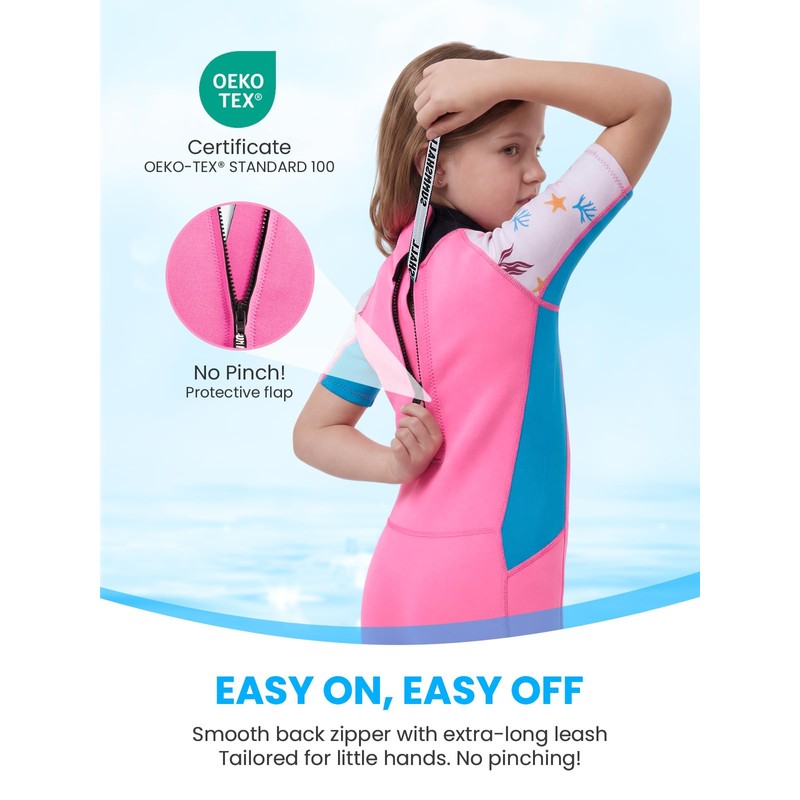 Kids Wetsuit for Girls, 2mm Thermal Neoprene Shorty Wet Suit