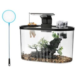 GarveeHome Fish Tank Aquarium, Smart Aquarium Starter Kits with Filter LED Light Silent Water Pump, Self Cleaning System High-Transparency Glass Decorate Water Plants and Sand