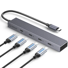 ORICO USB C Hub 3.2 for Laptop USB Splitter USB 3.2 Gen 2 10Gbps Type C Multiport Adapter with 3 USB C 3.2, 100W PD Charging for PC, Laptop, Surface Pro, MacBook and More Type C Devices(DHF-4C)