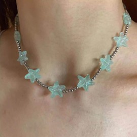 Cybche Boho Himmlische Stern Halskette Halskette Grün Stern Halskette Stern Perlen Halskette Stern Anhänger Halskette Glück Stern Kette Halskette Schmuck Für Frauen