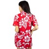 Funky Hawaiian Blouse, Hibiskus, red, XXL