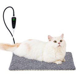 ZOMISIA Cat Heating Pad - 11 Adjustable Temperature and 25 Timer Options, Heated Cat Bed Indoor Waterproof with Chew-Resistant Cord for Small Dogs, 17.5x14 Inch