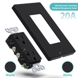 WEBANG 20 Amp Decorator Wall Outlet, Tamper Resistant Duplex Receptacle Outlet, Includ Screwless Electrical Outlet Plate, 20A 125V 2 Pole 3 Wire, Self-Grounding, ETL Listed, Matte Black, 20 Pack