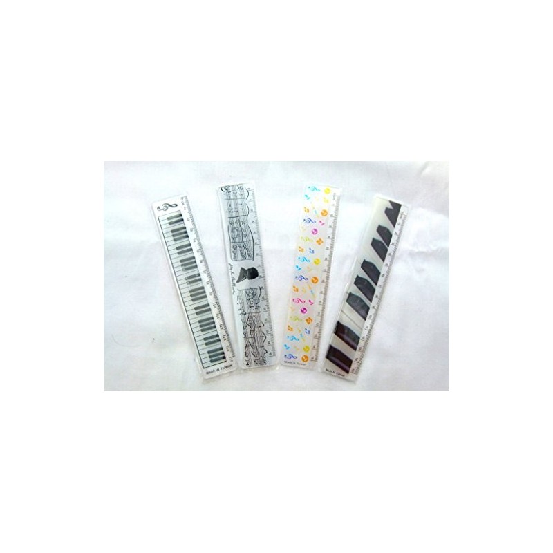 Party Bag Pack of 5 Music Themed Designs 15cm Rulers