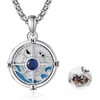 Zhi Kexin Picture Locket Necklace for Women Men 925 Sterling Silver Nautical Compass Sapphire Locket Pendant Holds Pictures Photos Jewelry Graduation Gifts for Her Women