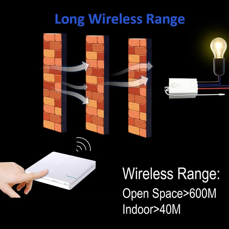 Meichoon Waterproof Wireless Light Switch and Receiver Kit No Wiring