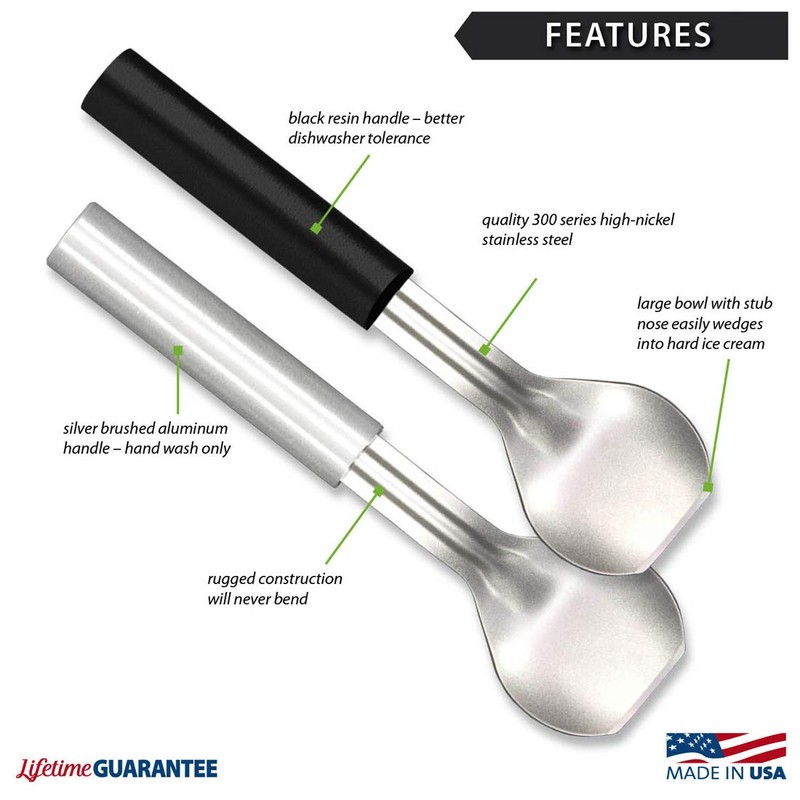 Rada Cutlery Ice Cream Scoop (R137), 2.38x2.38 Stainless Steel Bowl,