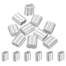 uxcell 5/32" 4mm Aluminum Crimping Loop Sleeve Double Ferrule for Wire Rope Cable Line End, Silver 10pcs