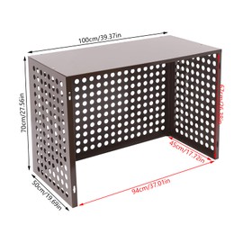 Air Conditioner Fence, 1.5P A/C Conditioning Units Freestanding Privacy Screen Fence Panels 39.37 x 19.69 x 27.56 Inch Metal Privacy Fence Cover for Outside Trash Can Pool Equipment Fence (Coffee)